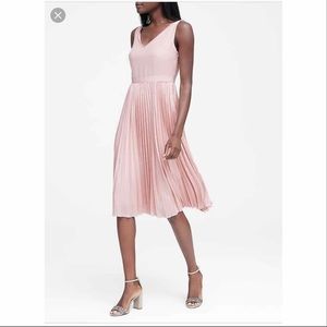 Banana Republic pink fit and flare pleated dress